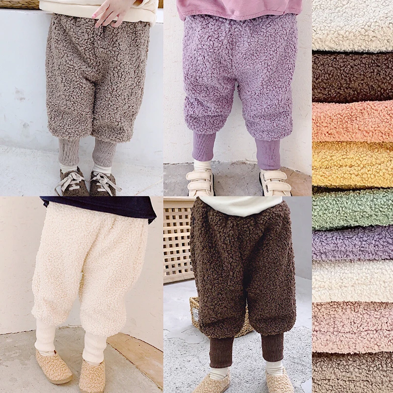 

2019 Children's Clothing Autumn and Winter Children's Pants Girls Lamb Cashmere Feet Plus Velvet Trousers Children's Wool Pants