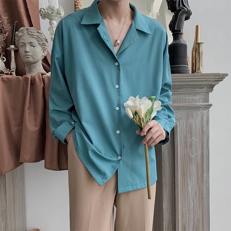 Goede 2019 mannen Lange Mouw Hawaiian Shirt Effen Kleur Franse Manchet Heren Mode Kleding Shirts Camisa Masculina Plus Size M 2XL