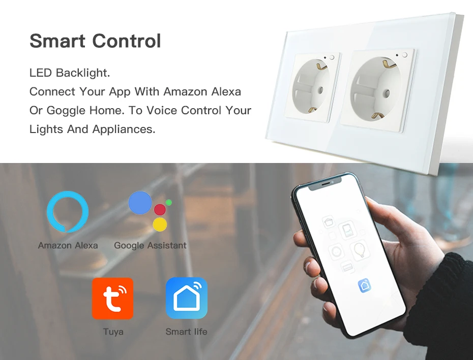cristal suporte tuya vida inteligente app google alexa 16a