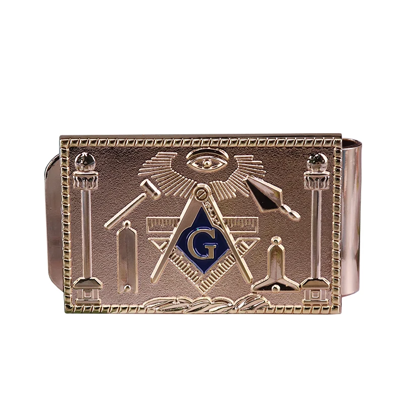 Gold tone Masonic money clip Freemasonry wallet fashion men accessory Mason jewelry
