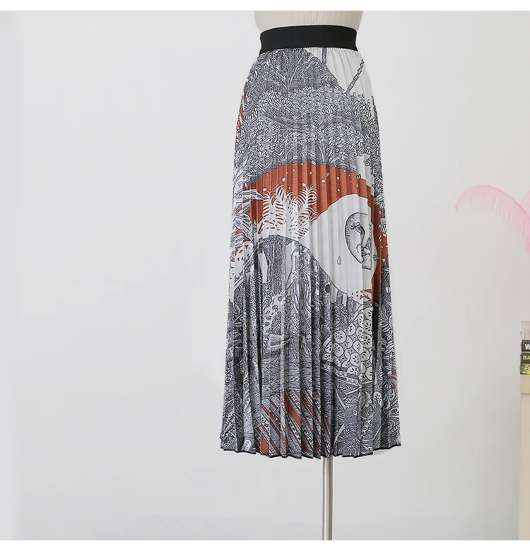 Для женщин с высокой талией Maillot De Bain Femme складки дикий тонкая серая юбка с принтом; сезон осень