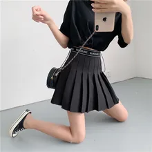 Юбка женская Лето Ins Высокая талия плиссированная юбка Moda Mujer Повседневная Корейская юбка с надписью