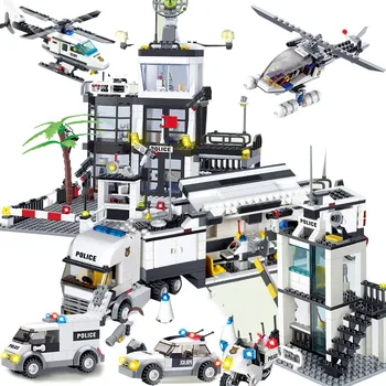 

Kids Toy Compatible Lepining City Street Police Station Sets Car Truck Rescue Creative Model Building Kit Block Vehicle Brick