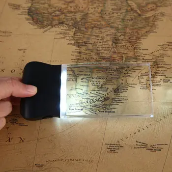 

Large Rectangular 2X Handheld Magnifying Glass and LED Light Magnifier Lens Portable Ultra-thin Reading Magnifier for Seniors