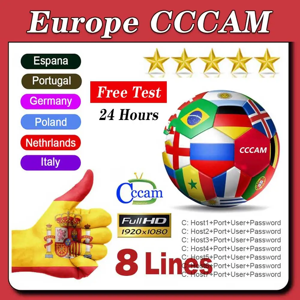 GTmedia- de TV oscam europa HD DVB-S2 líneas de España compatible con GTmedia V8 Nova V7S V9 Freesat V7 Ccam calzado