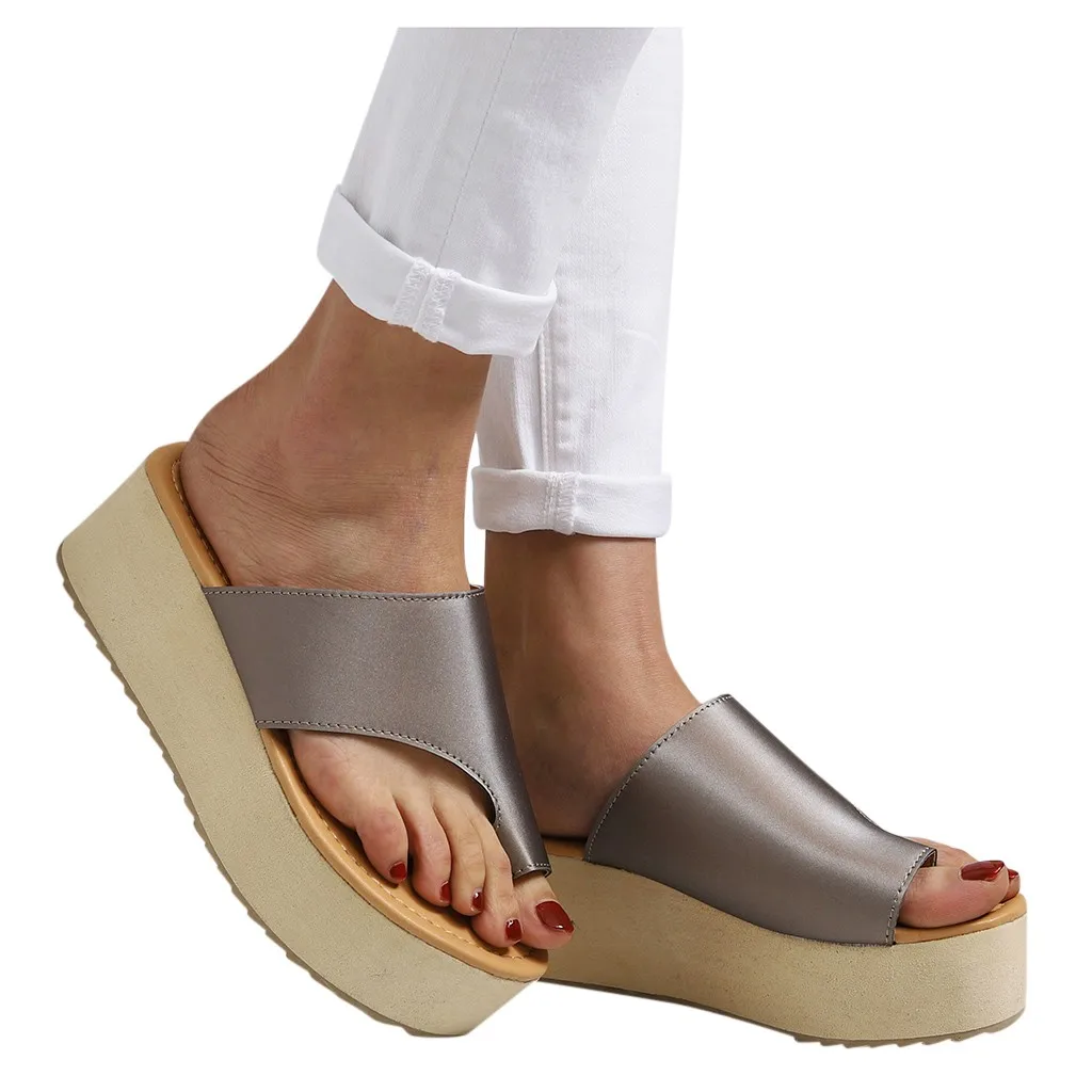 SAGACE Platform Wedges Slippers Women Plus Size Flip Flops Open-toed Fish Mouth Slipper Summer Beach Shoes Heel | Обувь