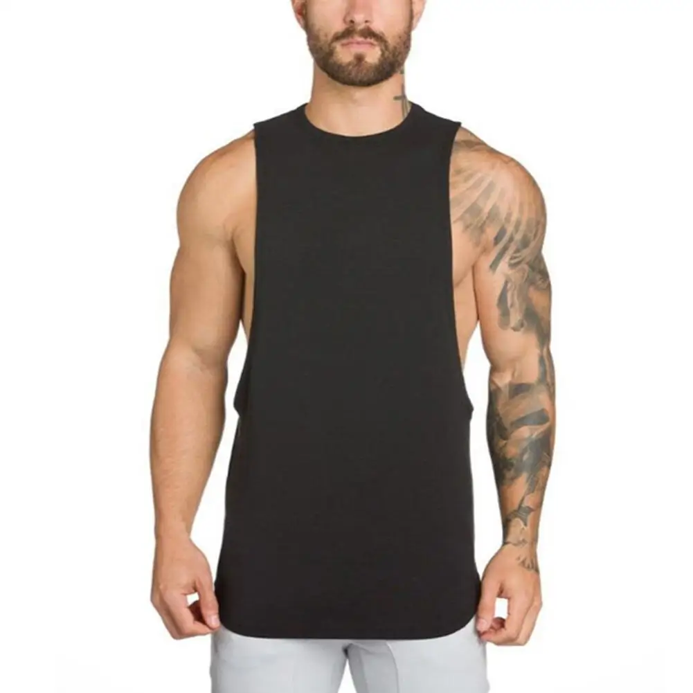 

2020 Trendy Solid Color Sports Men Summer Sleeveless Round Neck Vest Tank Top
