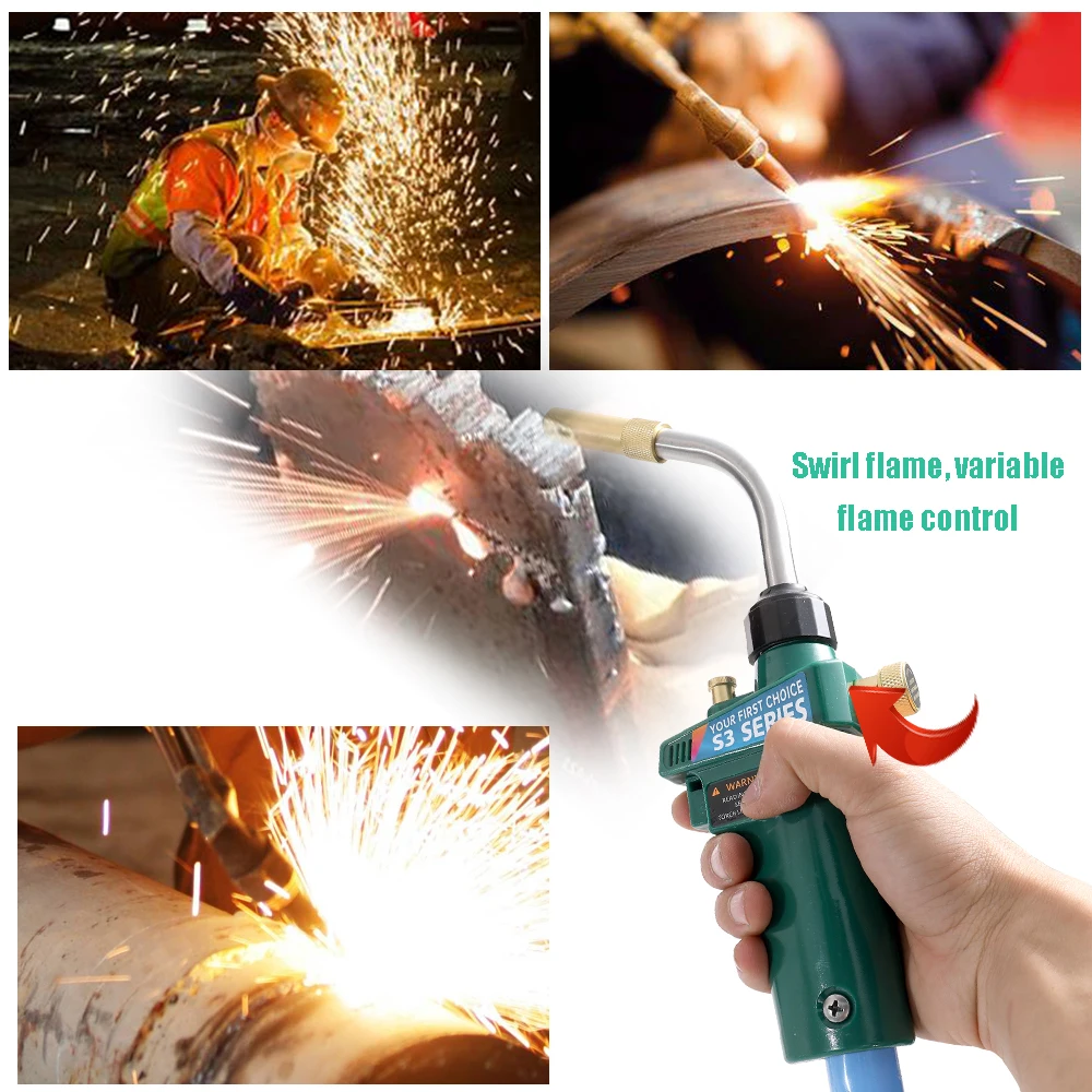 

meterk Welding Torch Heating Solder Burner Braze Welding Torch MAPP Gas Self Ignition Trigger Style Safety Lock Repairing Tool