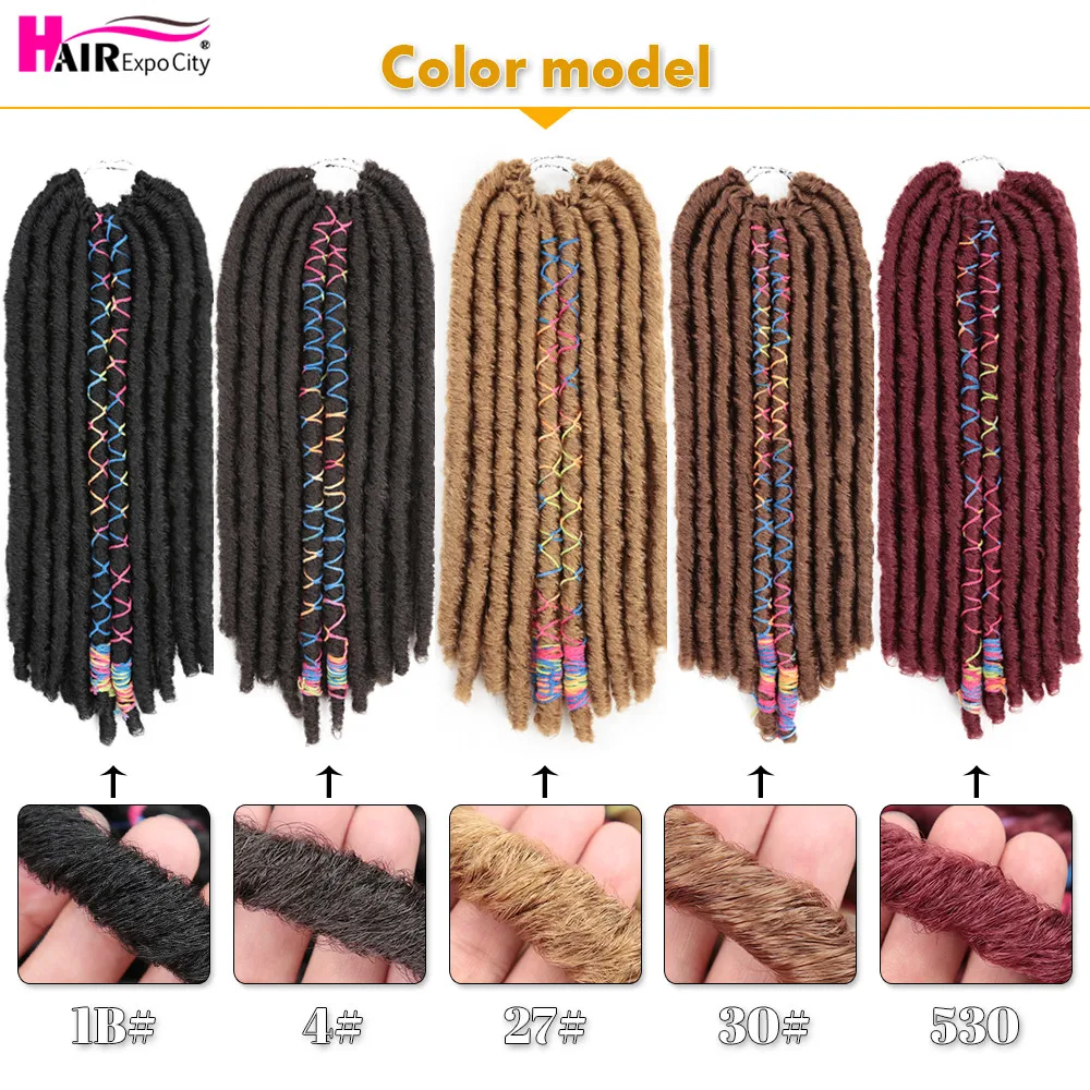 18" Soft Dreadlocks Crochet Braids Hair Goddess Faux Locs With Color Line Synthetic Braiding Hair Extensions Hair Expo City