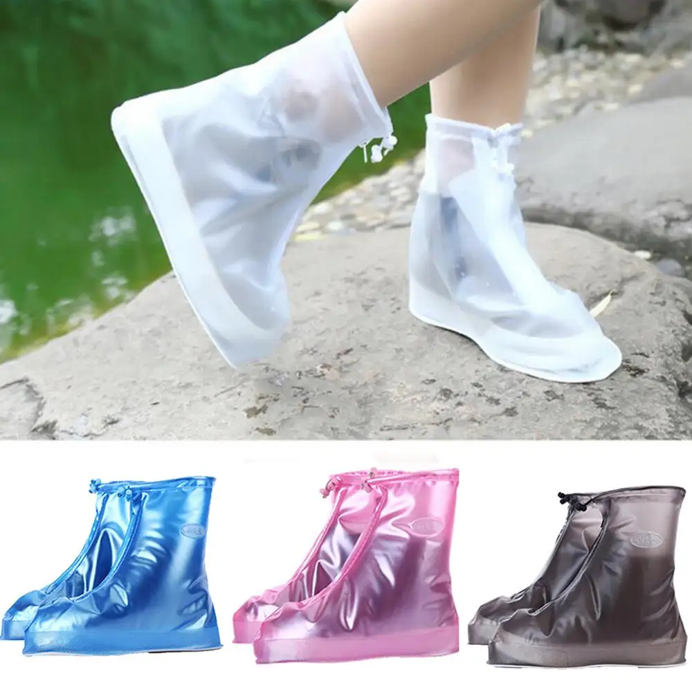 Водонепроницаемые непромокаемые туфли для многократного применения; Нескользящие непромокаемые сапоги на молнии; высокие сапоги высокого качества; цвет черный, синий, синий