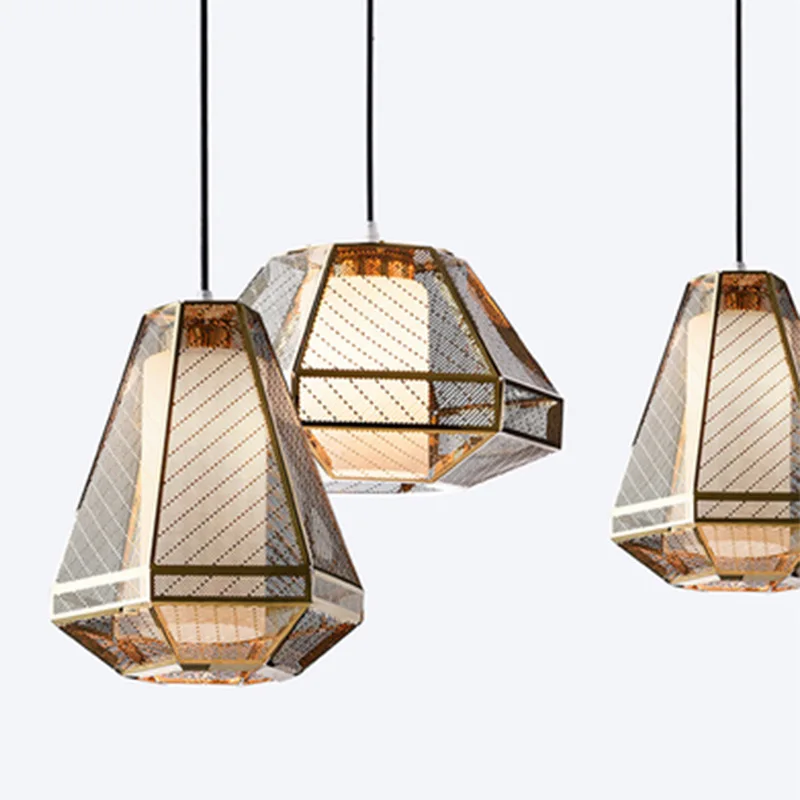 

Scandinavian restaurant chandelier post modern personalized cafe bar designer gold stainless steel mesh Chandelier