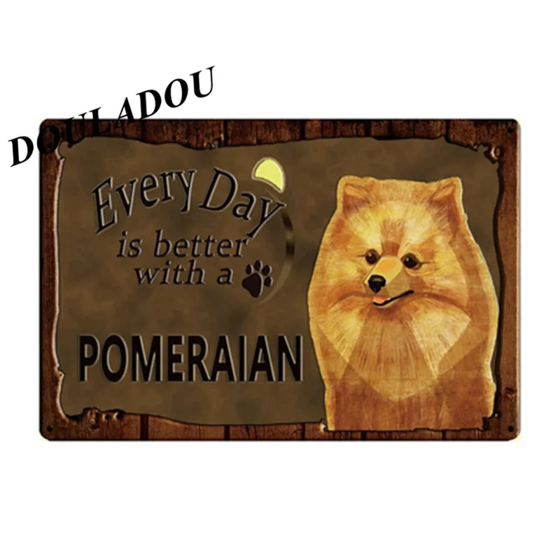 [Douladou] табличка для собак в виде животных для бара Pet Shop винтажная жестяная вывеска собака на каждый день лучше с Хаски домашний декор 30*20 см