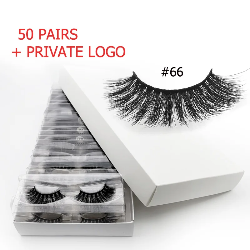 50pairs66WWITHLOGO 50 пар объемных ресниц норковые ресницы оптом ресницы Объемные 3d норковые ресницы натуральный макияж Накладные ресницы «maquiagem» - Цвет: 50pairs66WWITHLOGO