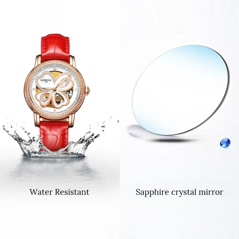 Relogio masculino Швейцария Carnival модные Tourbillon женские часы люксовый бренд 30 м водонепроницаемые автоматические часы женские серебряные