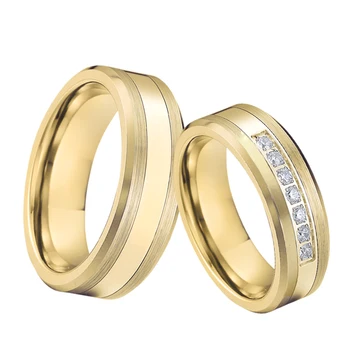 

Love marriage Alliance 100% Tungsten carbide jewelry finger ring yellow gold filled wedding rings set for couple