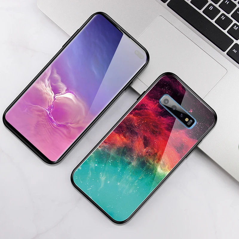 Чехол S10plus с градиентным закаленным стеклом чехол для телефона Samsung Galaxy S10 E Plus S10e
