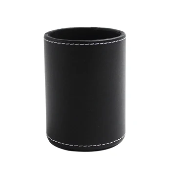 

Container Pen Holder For Home Office Bedroom Business Stationery Modern Desktop Organizer Round PU Leather Portable School