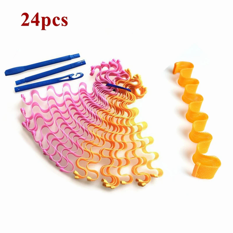 

24 Egg Rolls Large Curls Do Not Hurt Hair Curling Iron Artifact Magic Volume Diy Spiral Big Wave Curling Tube Roll Plastic 55cm