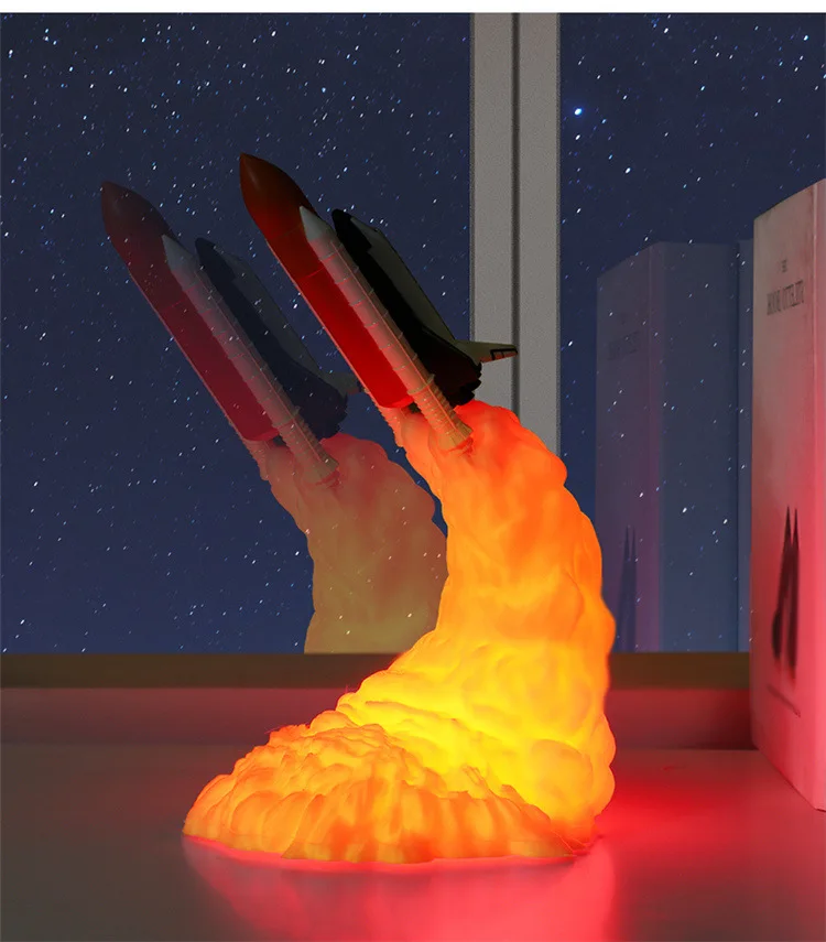 XIUAN Novalty, 3D принт, ракета, космический челнок, светодиодный светильник, ночник для детей, Детский, на батарейках, ночник, рождественский подарок