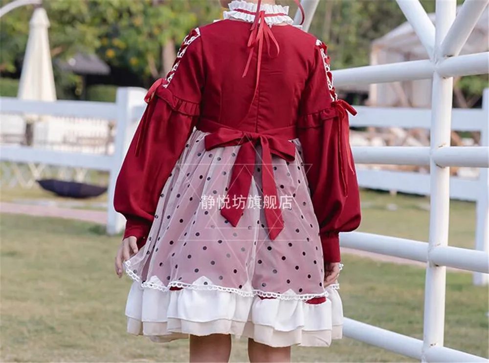 Palace Lori girl Lace Knee-length Dress Lass Sweet Christmas long Sleeve Japan Style Children Lolita Dress B816