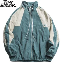 Мужская ветровка в стиле хип-хоп в стиле ретро, цветная куртка в стиле пэчворк, куртка в уличном стиле, пальто на молнии, спортивные куртки, осень, новинка