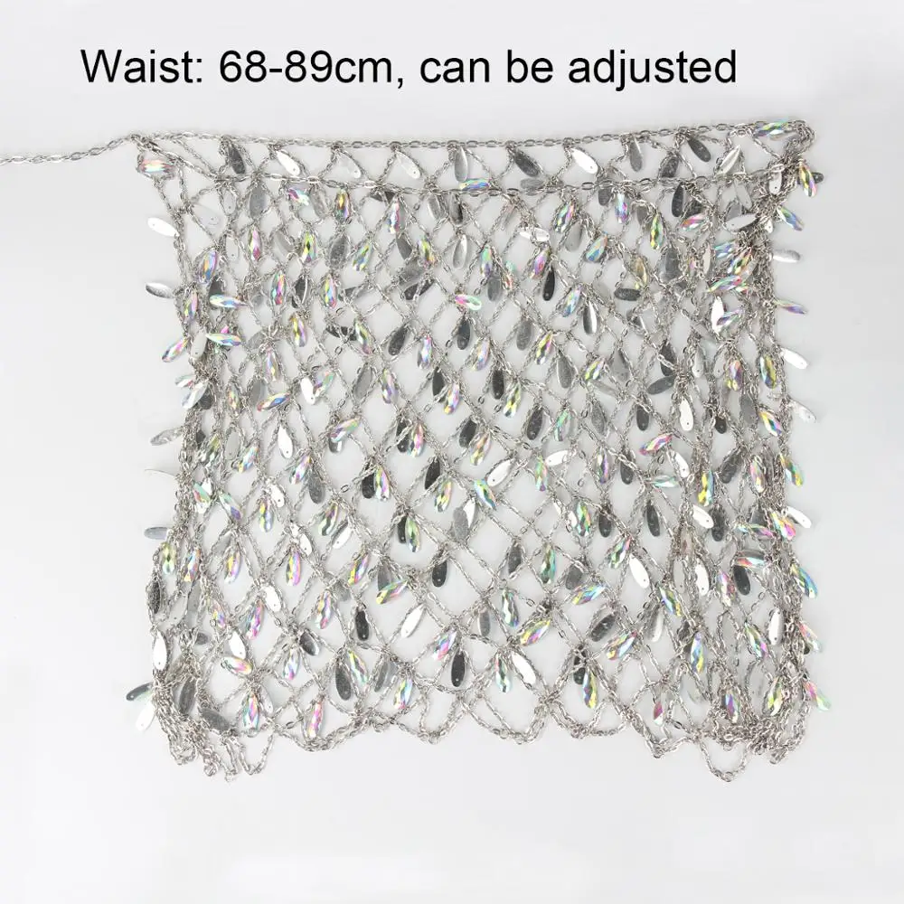 Fashion Sexy Bling Metal Chain Crystal Diamonds Skirt Party Club Skirts Sexy Body Waist Chain Diamonds Hollow Colorful Skirt