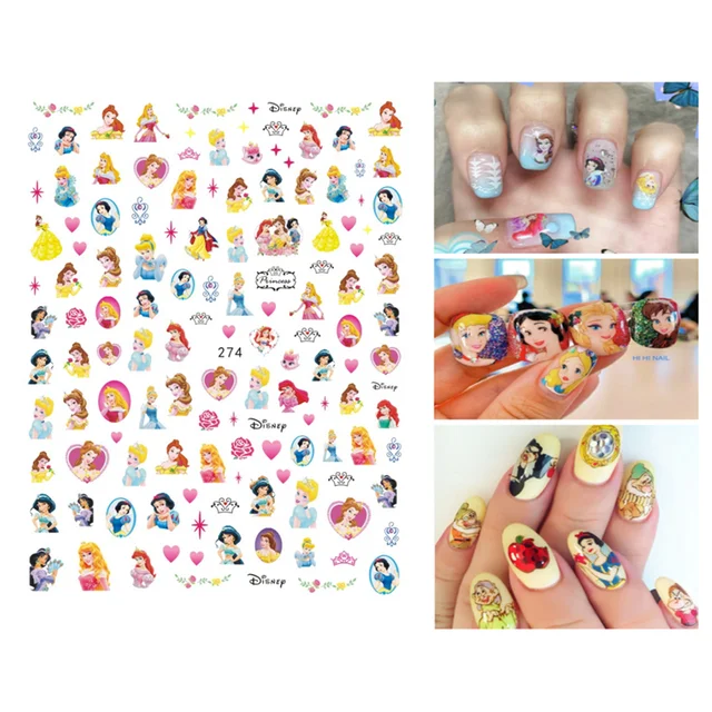 1PCS Disney Cartoon Anime Collection Star Design Nail Sticker Mickey Mouse Donald Duck Lion King Mermaid Stitch Nail Slider WG274