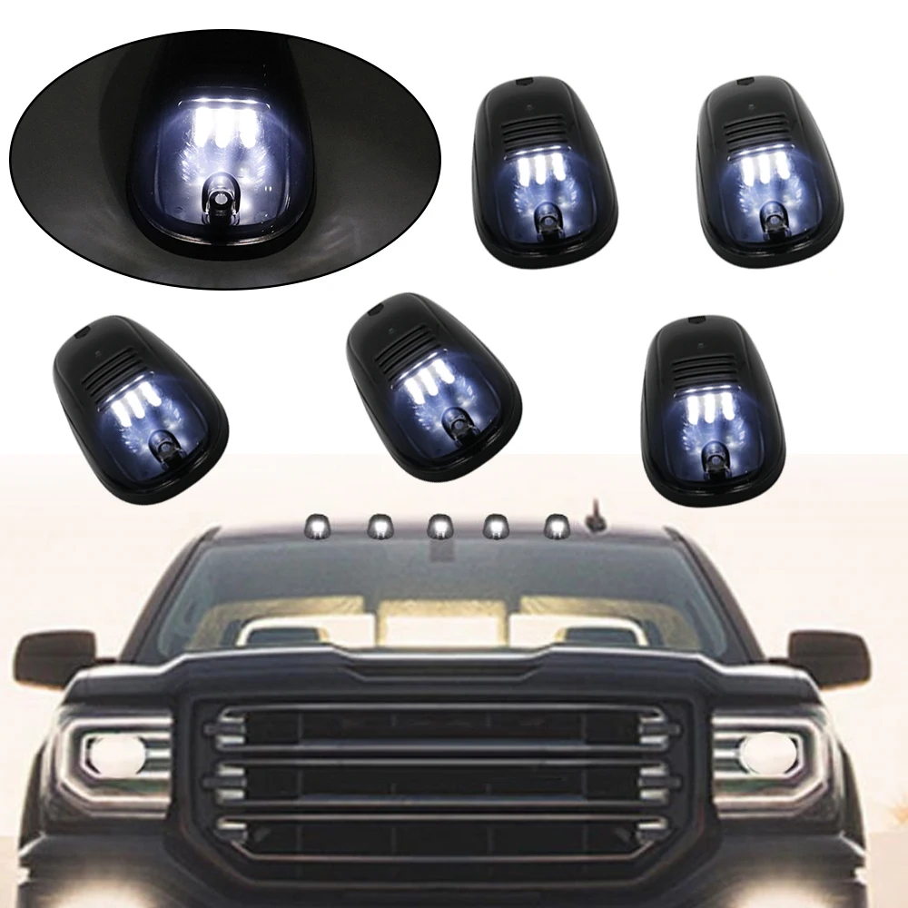 Amber Lens 5pcs Amber Covers 16 Amber LEDs Cab Roof Marker Lights Lamp Clearance Runnging Light Front/Rear Holes For Ford 1999-2016 