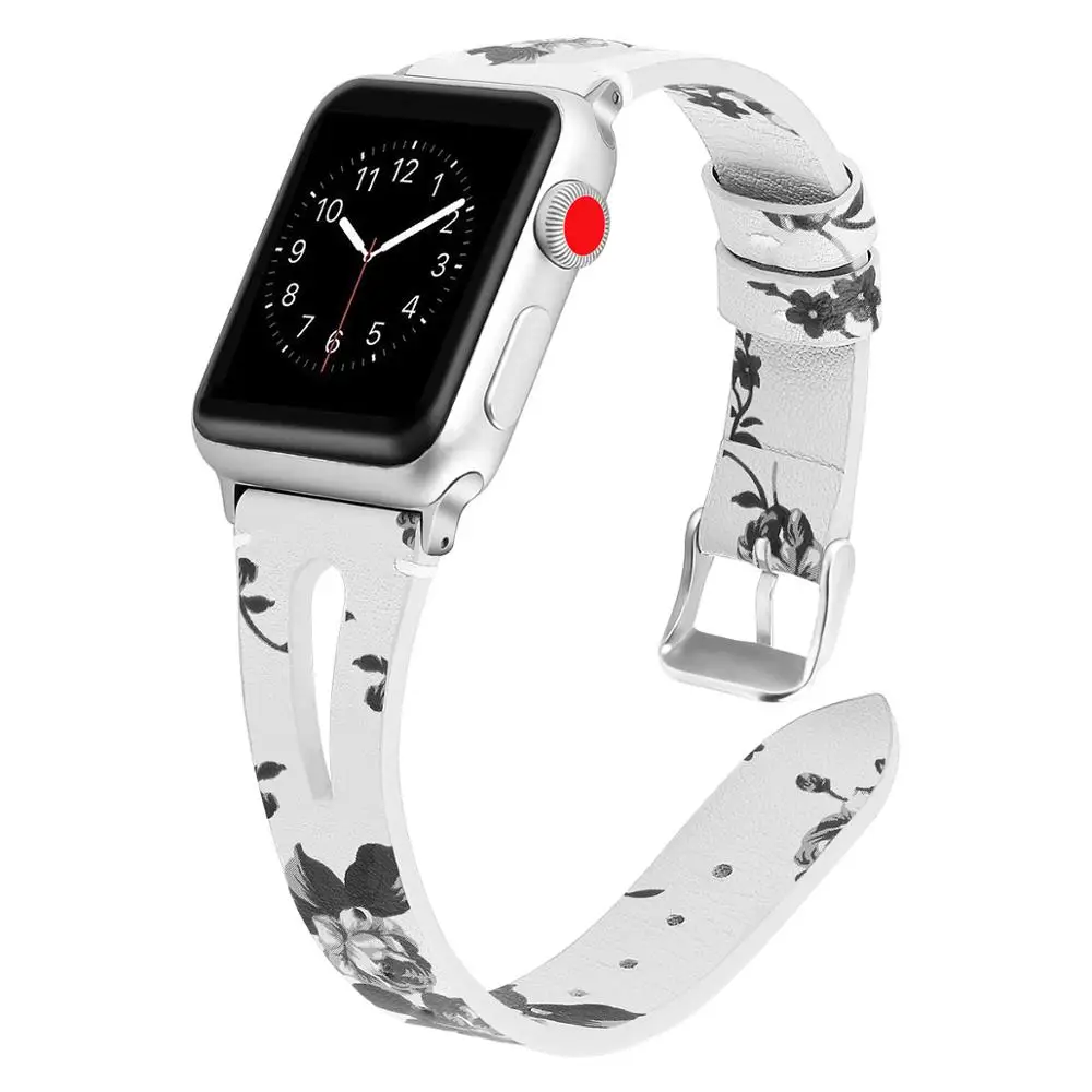 White gray flower Correa pulseira для iwatch apple watch 5, 42, 38 мм, ремешок на руку для apple watch, ремешок серии 5, 4, 3, 44, 40 мм, correas de reloj - Цвет ремешка: White gray flower