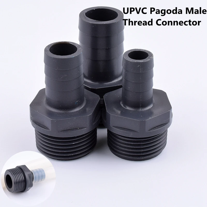 

1Pc Thickening UPVC Pagoda Male Thread Connector Garden Irrigation Hose Aquarium Industrial Grade High Pressure Resistance