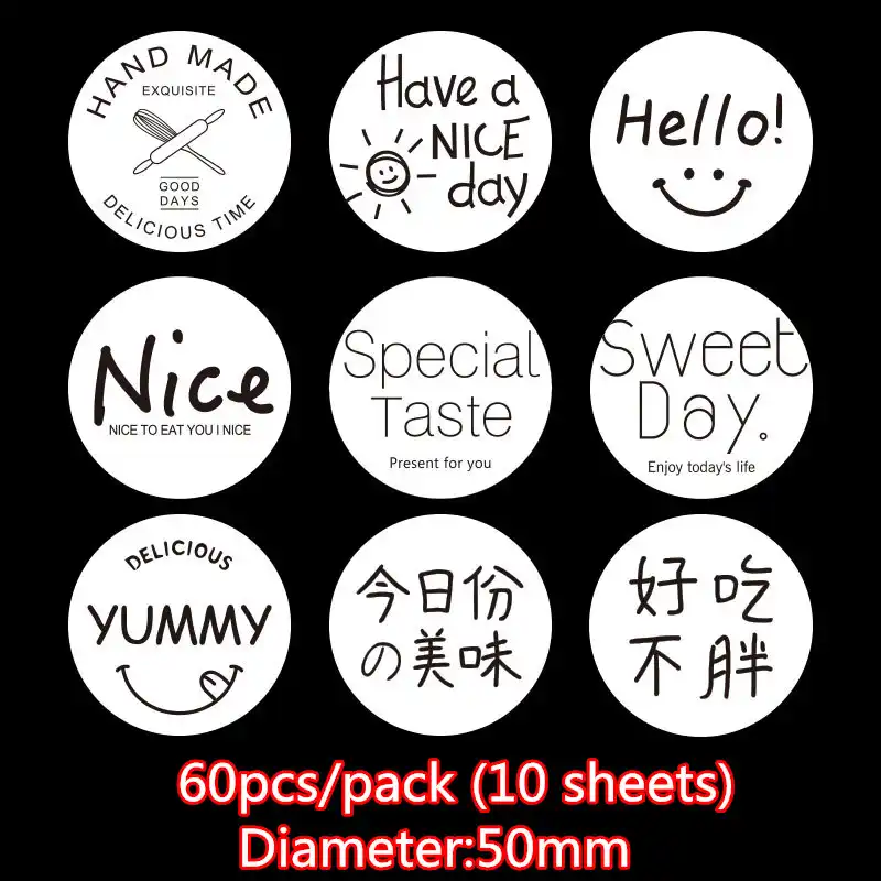 Download Multiple Styles 60pcs 50mm Round Clear Cute Thankyou Sticker For Box Dessert Label Milk Tea Ice Cream Juice Sealing Jar Stickers Assorted Stickers Aliexpress