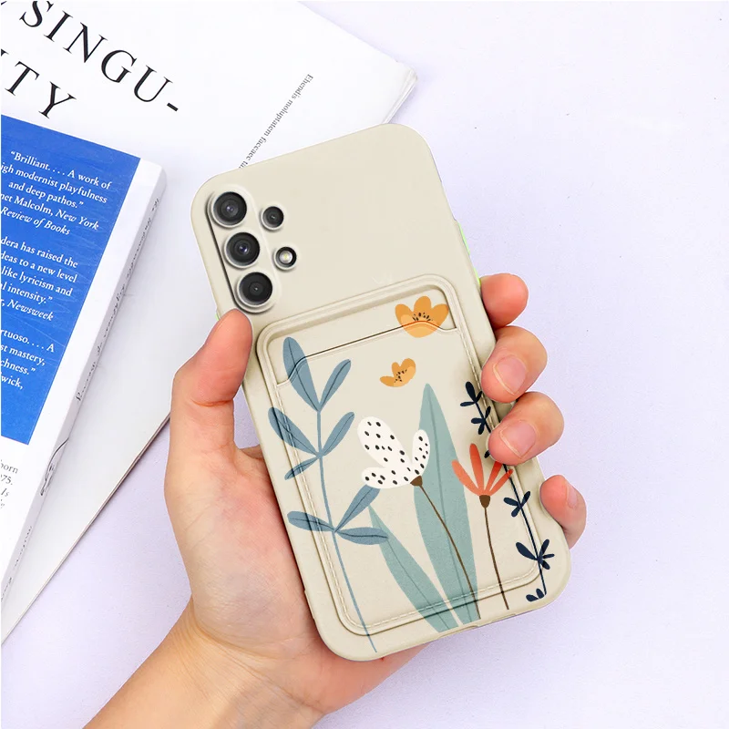 For Samsung A32 4G 6.4'' Case Flower Silicone TPU Back Cover For Samsung A32 5G 6.5'' A 32 a32 Wallet Cover Card Holder Fundas samsung silicone