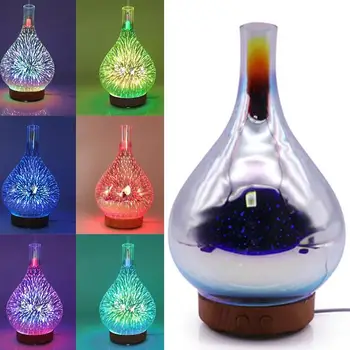

Cool Mist Humidifier Aroma Diffuser Fireworks Pattern 3D Glass Airpurifier Car Room Decor 100ml Portable Creative