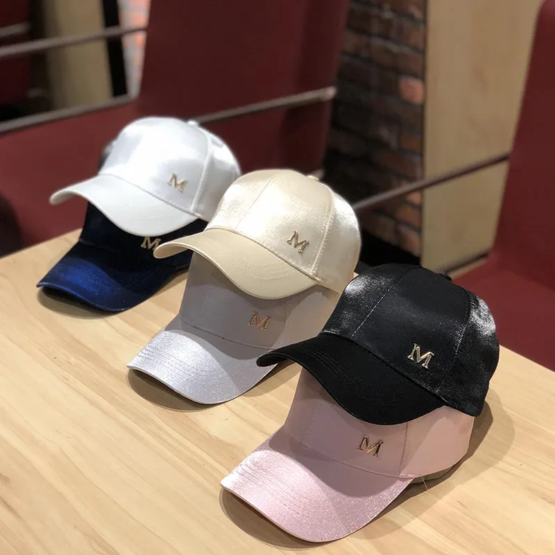 Women's Hats Korean Version of The Trendy Wild Satin Baseball Cap Fashion Casual M Standard Hat Summer Shade Men's_voghion.com