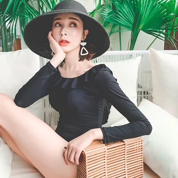 

Women's One-Piece Swimsuit Swimwear Push Up Swimming Suit For Women 2019 Sexy One Piece Swim Suits Large Size New Korean Long