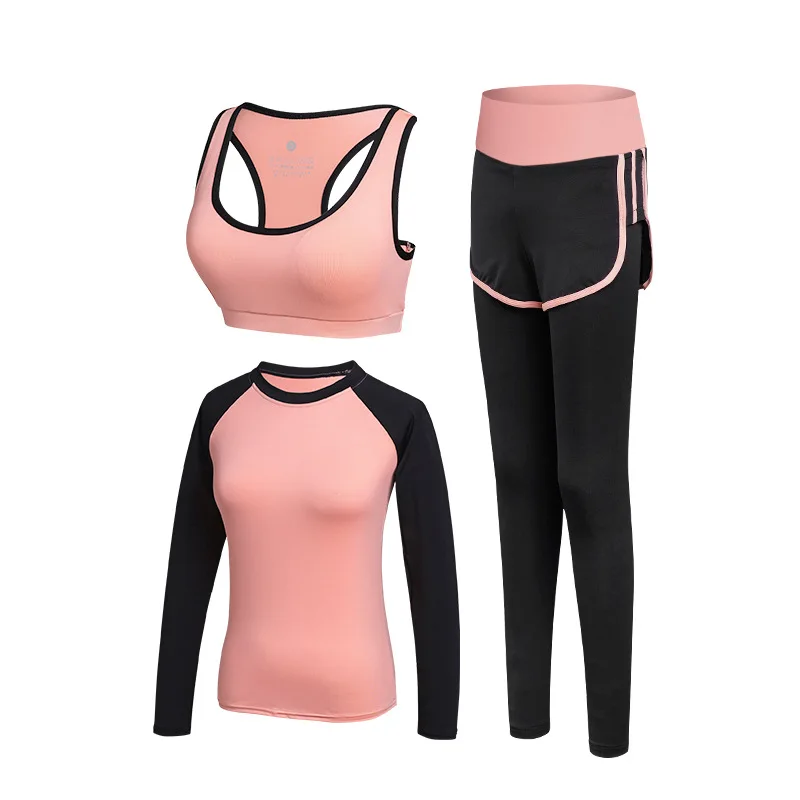 

3PCS Workout Clothes+Short Sleeve Fitness Top+ Waist Pants +Short Sports Suit Gym Set Women Workout Clothes Seamless