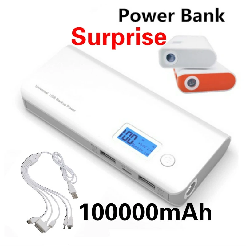 New 100000mAh High Capacity Portable Power Bank Dual USB LCD Display Powerbank Battery Charger for Mobile Smartphones and Tablet fast charging power bank