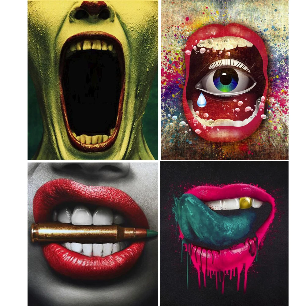 5d алмазная живопись сексуальный цвет рот полный квадрат/Круглый Алмаз вышивка