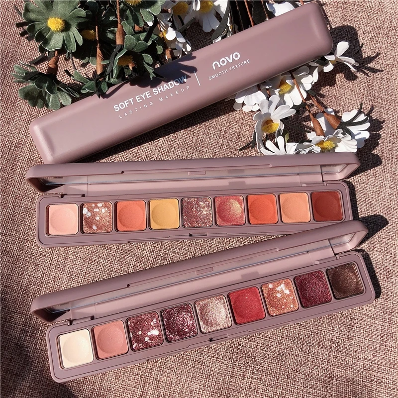 

Fashion Keyboard Fingertip 9 Colors Eyeshadow Palette Matte Glitter Shimmer Eye Makeup Silky Touch Highlights Eye Cosmetics