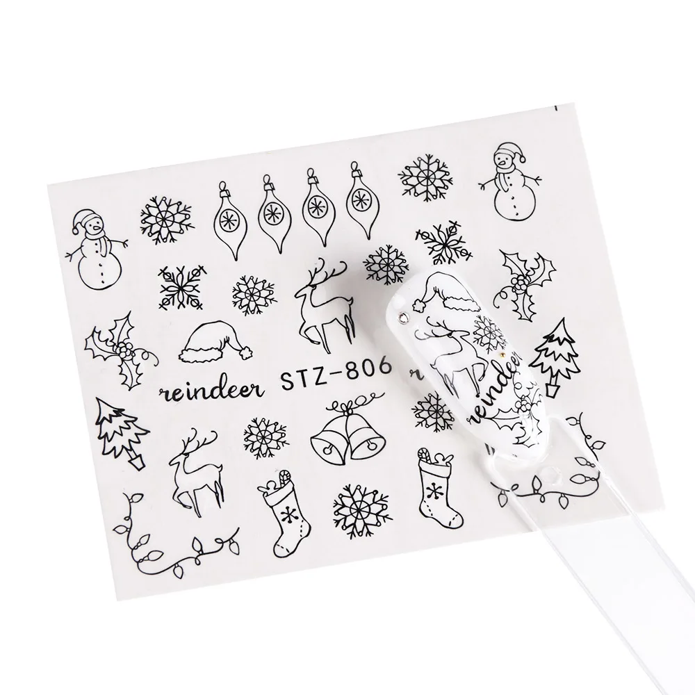 1 шт рождественские Слайдеры для ногтей Зимняя Снежинка наклейка Санта-Зима наклейки для нейл-арта Сделай Сам Фольга Маникюр украшение CHSTZ797-905 - Цвет: STZ-806