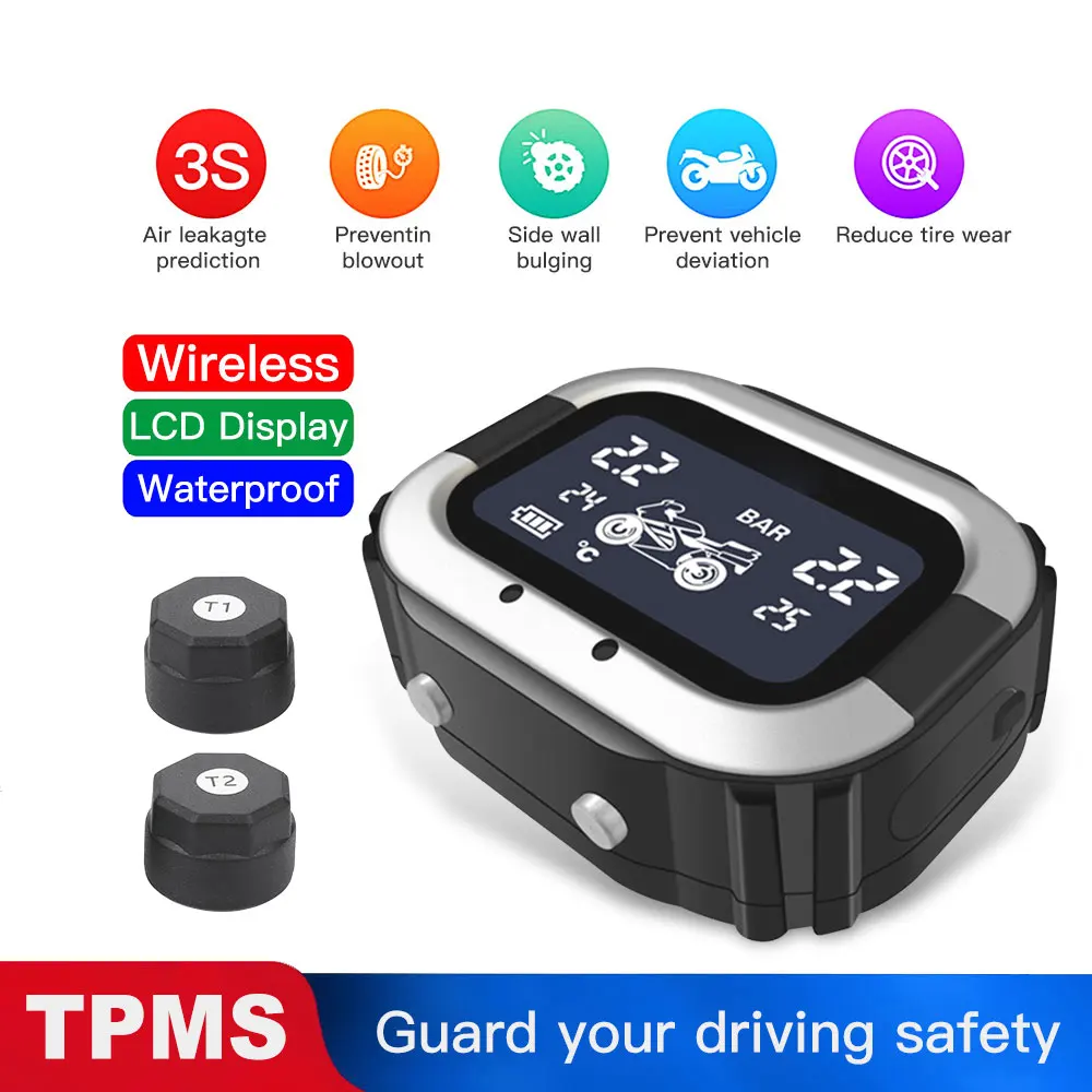 Motorcycle TPMS LCD Tire Pressure Monitor System Digital Display