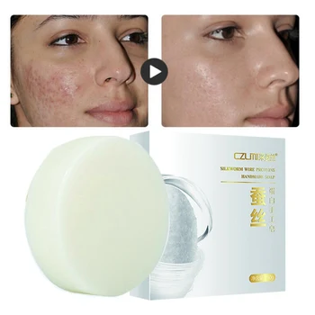 

Silk Protein Soap Moisturizing Control Oil Lighten Melanin Brighten Skin Tone Whitening Hand-Made Soap 50g