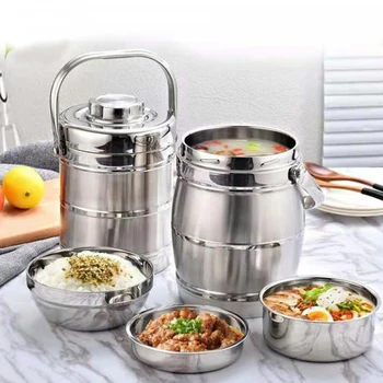 

Household Stainless Steel Thermos Food Container Lunch Box Large Capacity Kids Adult Picnic Bento Box Storage Portable Lunchbox