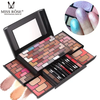 

MISS ROSE 68 Colors Eyeshadow 8 Colors Blush 4 Colors Powder 3 Colors Eyebrow Powder Lpstick Gold Brick Maze Makeup Set