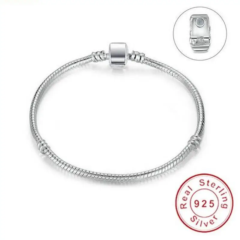 Большая распродажа ручной работы 925 пробы Серебряная цепочка из змеиных костей браслет и роскошные ювелирные изделия 16-21 см браслет для Для женщин подарок