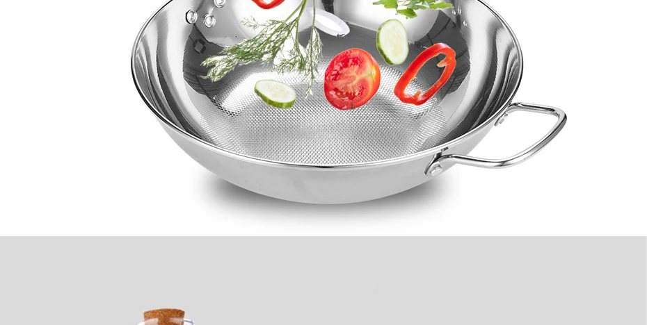 32 см кухонная посуда вок антипригарная плита#304 Сковорода Из Нержавеющей Стали без покрытия кастрюля вок для жарки сковорода кухонная кастрюля