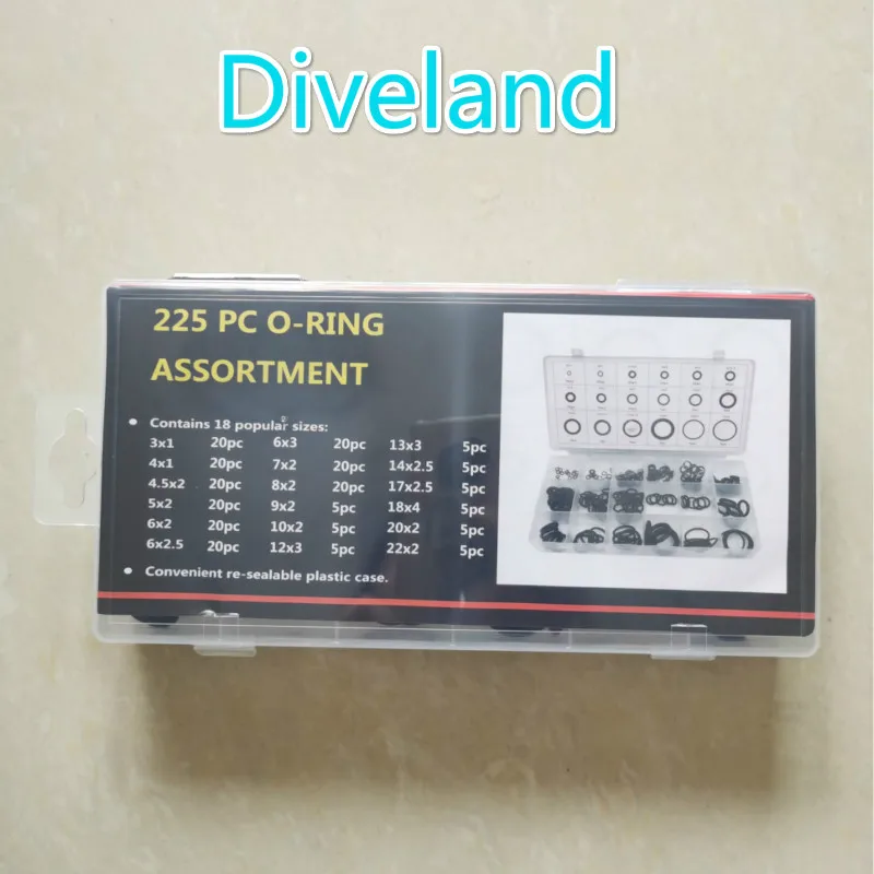 Scuba Diving O-Ring kit 225pcs/Box Rubber+4Pick Tool+10g Grease O Ring Assortment Kit Oring Washer Gasket Sealing Watertightness scuba diving o ring kit