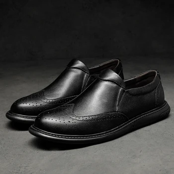 

Fashion Man Casual Shoes slip on Genuine Leather Comfortable Loafers Designer Men's Party Office Flats shoes big size 47