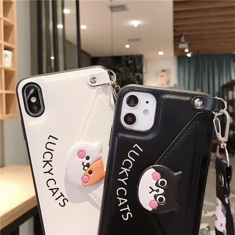 Для iphone 11 pro max милый кошелек с кошкой чехол для iphone 11 XS max XR X 8plus 7P 6P 7 6S Чехол для монет+ ремень
