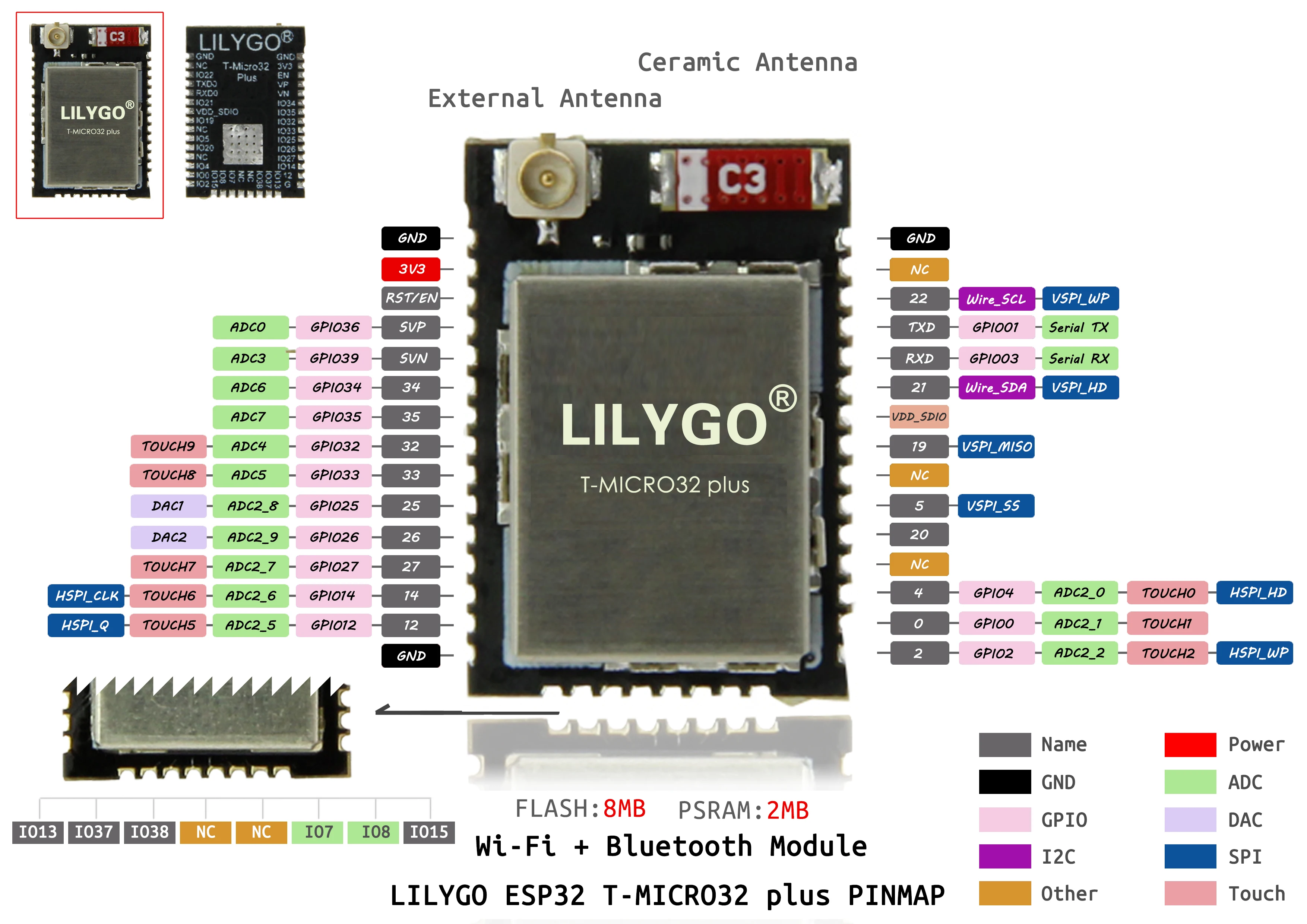 LILYGO® T-Micro32 Plus ESP32 Development Board Wireless WiFi
